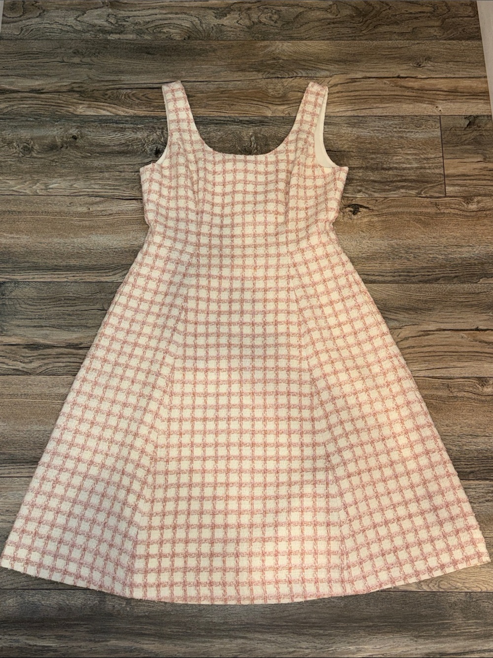 Gal Meets Glam Pink and Cream Checked Midi Dress